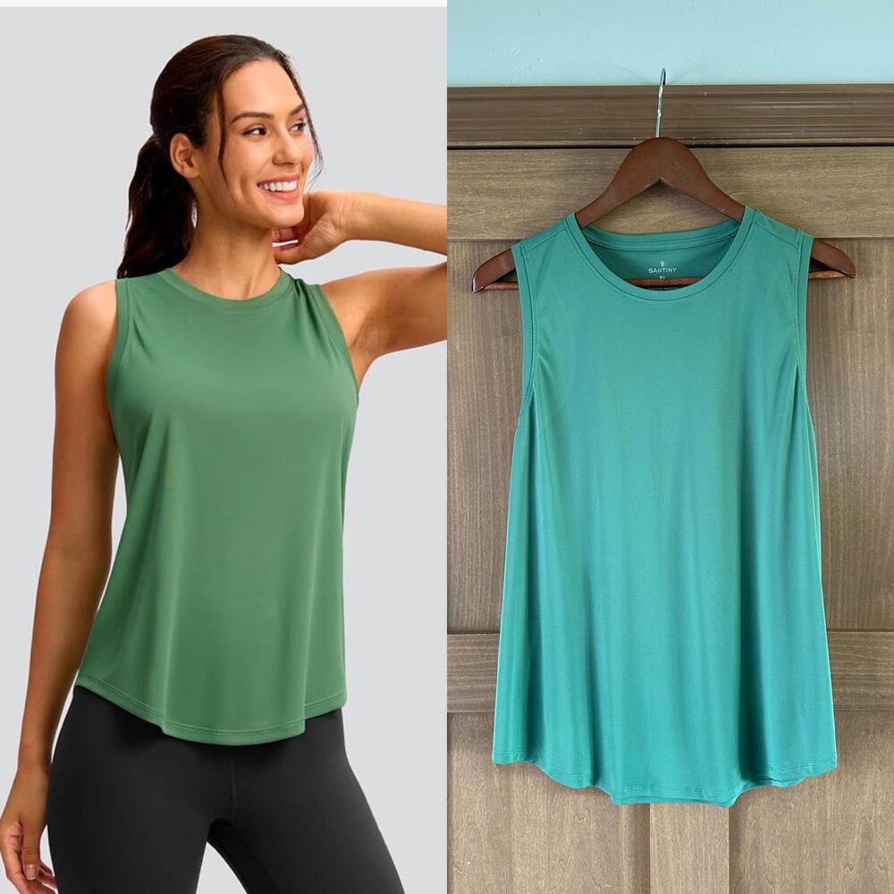 SANTINY Green Sleeveless Racerback Workout Tank Top Lightweight Women’s size XL